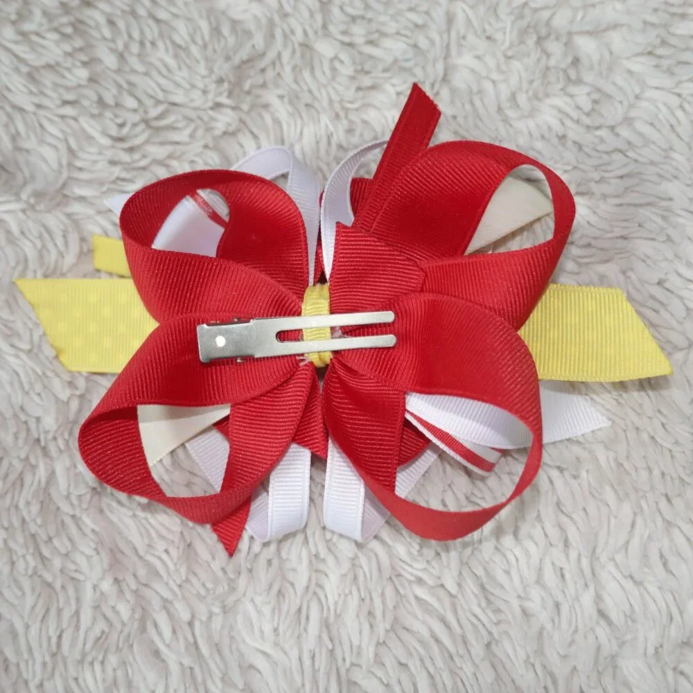 Red and Yellow Whimsical Hair Bow with Alligator Clip - KC Chiefs, Iowa State